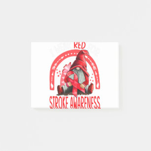 Rainbow I Wear Red Stroke Awareness Gnomes Post-it Notes