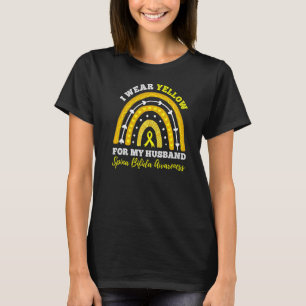 Rainbow I Wear Yellow For My Husband Spina Bifida T-Shirt
