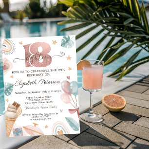 Rainbow,Ice cream,Balloons Summer 18th Birthday  Invitation