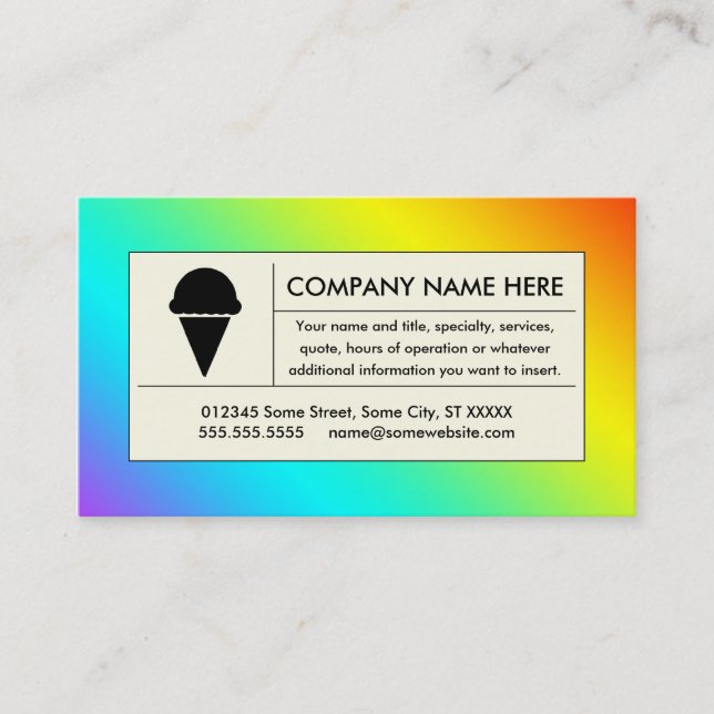 rainbow ice cream business card (Front)
