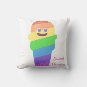 Rainbow Ice Cream Cone Colourful Art Fun Cushion