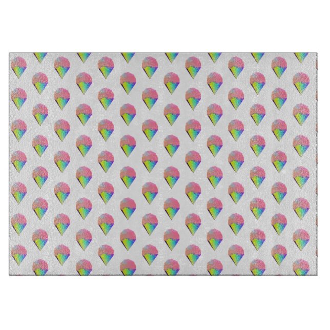 Rainbow Ice Cream Cone Glass Cutting Board (Front)