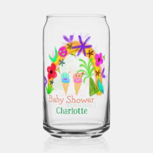Rainbow ice cream cones watercolor baby shower add can glass