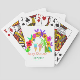 Rainbow ice cream cones watercolor baby shower add playing cards