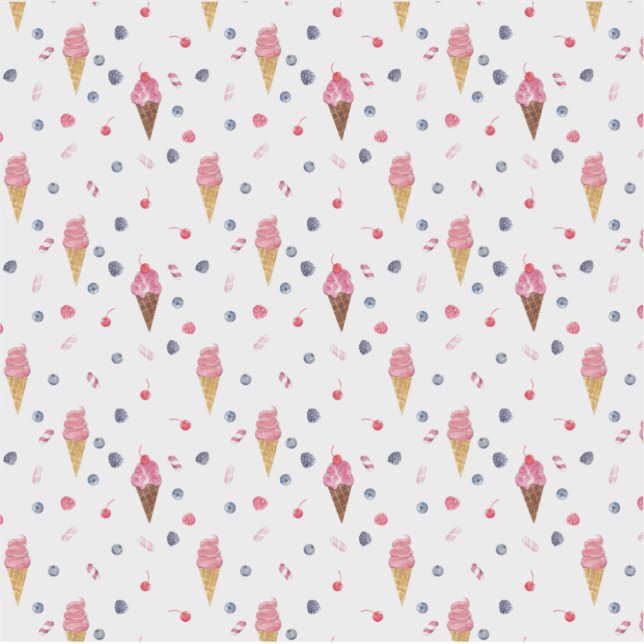 Rainbow ice cream cones watercolor cherry pattern (Front)