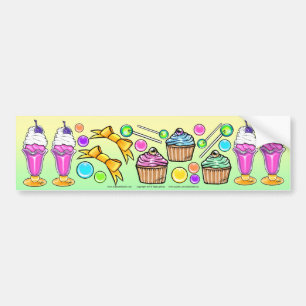 Rainbow Ice Cream Sundae Cup Cake Candy Party Bumper Sticker