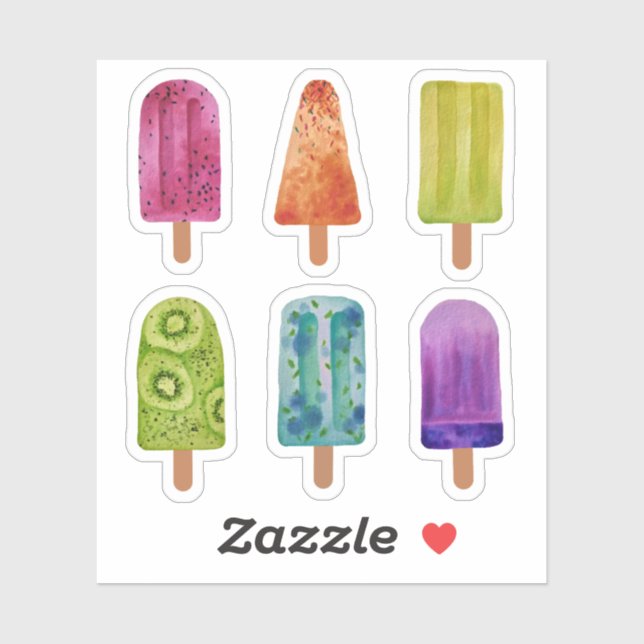 Rainbow Ice Pops Custom-Cut Vinyl Sticker Sheet (Sheet)