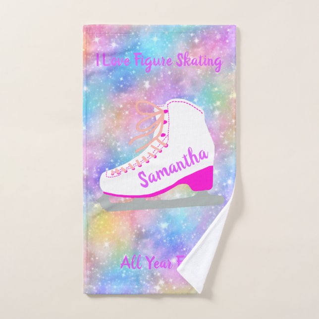 Rainbow Ice Skating Personalised Figure Skater's Hand Towel (Hand Towel)