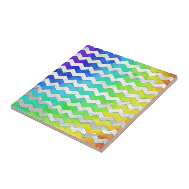 Rainbow Icy Chevron Pattern Tile (Side)