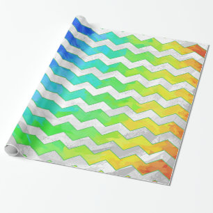 Rainbow Icy Chevron Pattern Wrapping Paper