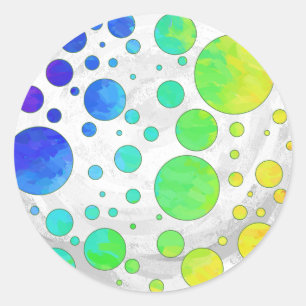 Rainbow Icy Polka Dot Pattern Classic Round Sticker