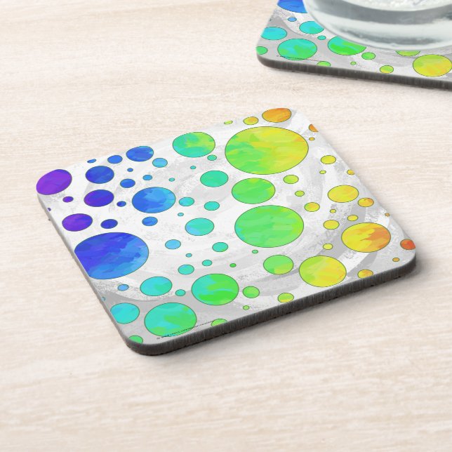 Rainbow Icy Polka Dot Pattern Coaster (Left Side)