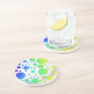 Rainbow Icy Polka Dot Pattern Coaster