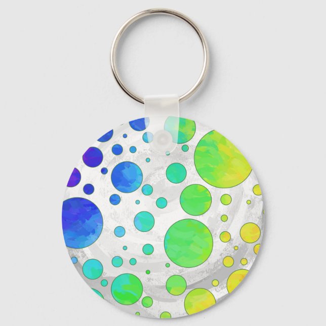 Rainbow Icy Polka Dot Pattern Key Ring (Front)