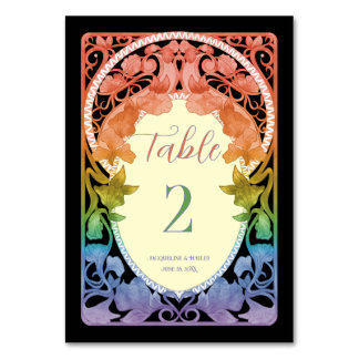 Rainbow II Watercolor Art Nouveau Wedding Table Number