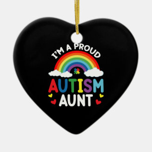 Rainbow I'm A Proud Autism Aunt Autism Awareness Ceramic Ornament