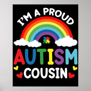Rainbow I'm A Proud Autism Cousin Autism Awareness Poster