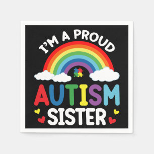 Rainbow I'm A Proud Autism Sister Autism Awareness Napkin