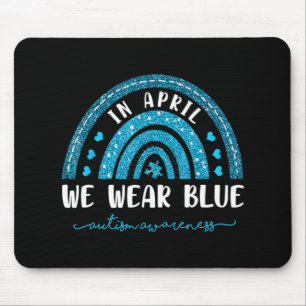 Rainbow In April We Wear Blue Autism Awareness Mouse Pad