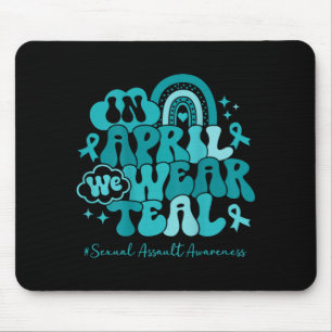 Rainbow in April We Wear Teal Assault Awareness Mouse Pad
