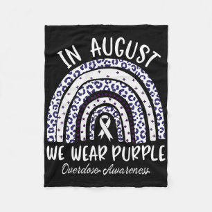 Rainbow In August We Wear Purple Overdose Awarenes Fleece Blanket