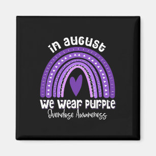 Rainbow In August We Wear Purple Overdose Awarenes Magnet