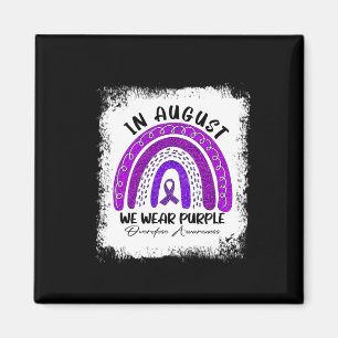 Rainbow In August We Wear Purple Overdose Awarenes Magnet