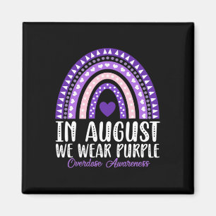 Rainbow In August We Wear Purple Overdose Awarenes Magnet