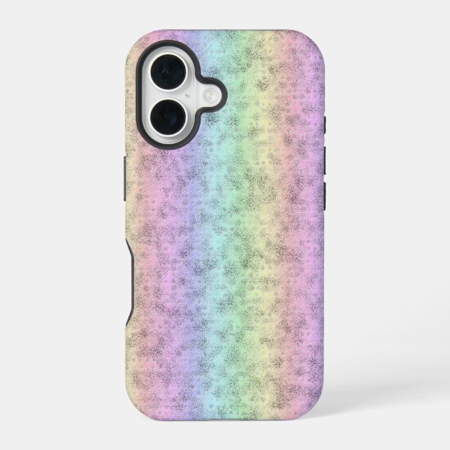 Rainbow in Elephant Skin Leather Optik iPhone 16 Case (Back)