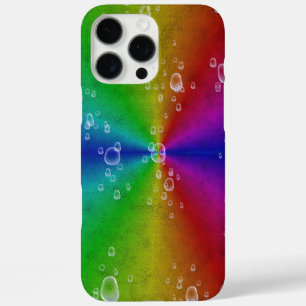 rainbow in elephant skin leather optik & raindrops iPhone 16 pro max case