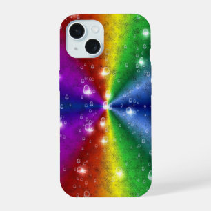 Rainbow in Elephant Skin Leather Optik , Raindrops iPhone 15 Case