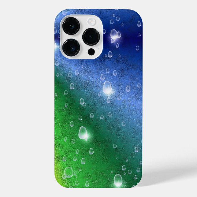 Rainbow in Elephant Skin Leather Optik & Raindrops iPhone Case (Back)