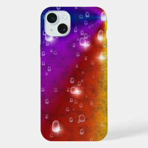 Rainbow in Elephant Skin Leather Optik , Raindrops iPhone 15 Plus Case