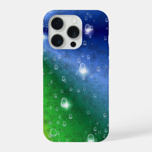 Rainbow in Elephant Skin Leather Optik & Raindrops iPhone 15 Pro Case