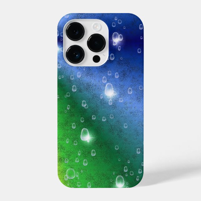 Rainbow in Elephant Skin Leather Optik & Raindrops iPhone Case (Back)