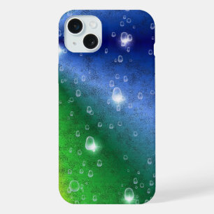 Rainbow in Elephant Skin Leather Optik & Raindrops iPhone 15 Plus Case