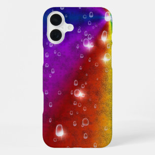Rainbow in Elephant Skin Leather Optik , Raindrops iPhone 16 Plus Case