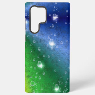 Rainbow in Elephant Skin Leather Optik & Raindrops Samsung Galaxy Case