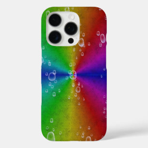 Rainbow in elephant skin leather optik with drops iPhone 16 pro case