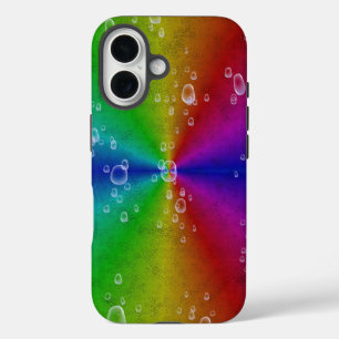 Rainbow in elephant skin leather optik with drops iPhone 16 case