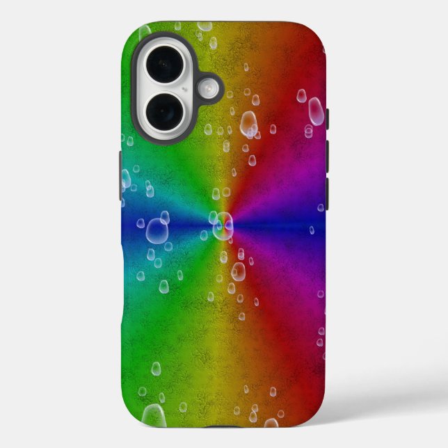 Rainbow in elephant skin leather optik with drops Case-Mate iPhone case (Back)