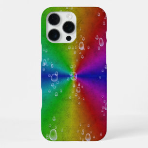 Rainbow in elephant skin leather optik with drops iPhone 16 pro max case
