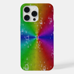 Rainbow in elephant skin leather optik with drops iPhone 15 pro max case