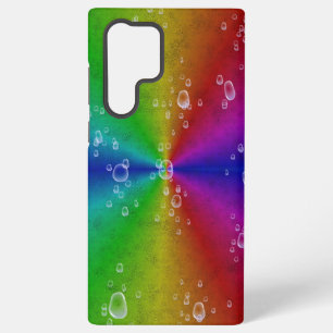 Rainbow in elephant skin leather optik with drops samsung galaxy case