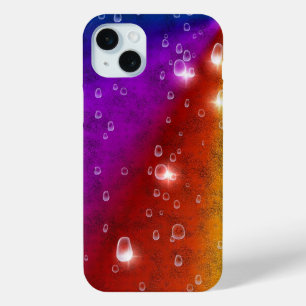 Rainbow in elephant skin leatheroptik & raindrops iPhone 15 mini case
