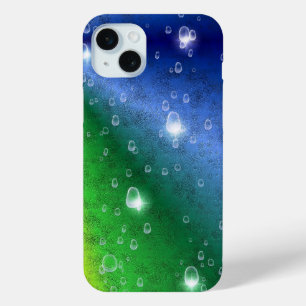 Rainbow in elephant skin leatheroptik & raindrops iPhone 15 mini case