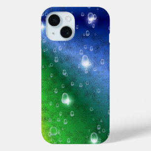 Rainbow in elephant skin leatheroptik & raindrops iPhone 15 case