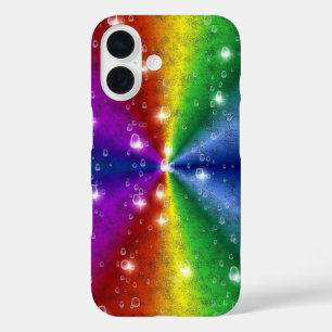 Rainbow in elephant skin leatheroptik , raindrops iPhone 16 case