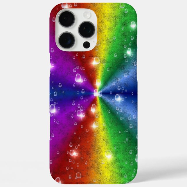 Rainbow in elephant skin leatheroptik , raindrops Case-Mate iPhone case (Back)