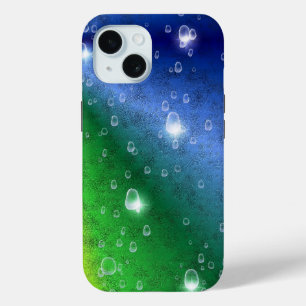 Rainbow in elephant skin leatheroptik & raindrops iPhone 15 case